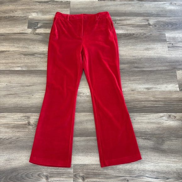 Women's Statement Red Trousers Velvet Pants by Maison d' Amelie Size 8 Holiday - Picture 2 of 10